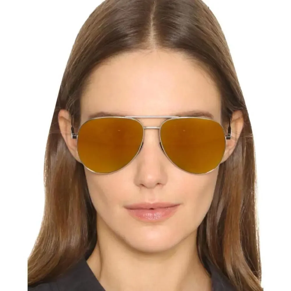 NWT Yves Saint Laurent CLASSIC 11 Silver Aviator 59mm Sunglasses